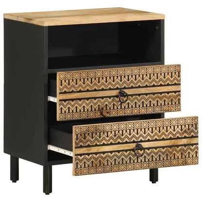 Nattbord Sengbord Svart 50x33x62 cm heltre mangotre
