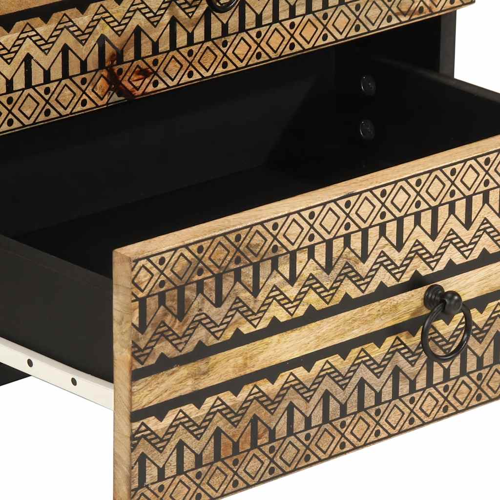 Nattbord Sengbord Svart 50x33x62 cm heltre mangotre
