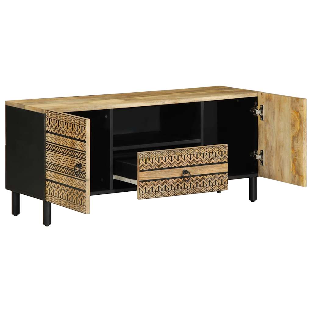 TV-Møbel Svart Tv-benk 105x33,5x46 cm grovt heltre mangotre