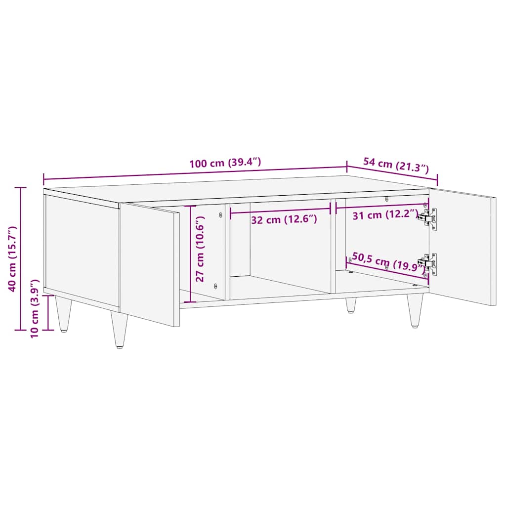 Salongbord Sofabord Tre Heltre Mango 100x54x40 cm