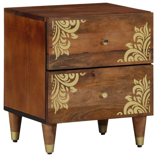 Nattbord Sengbord Honningbrun Nattbordskap med skuff 40 x 33 x 46 cm heltre mango
