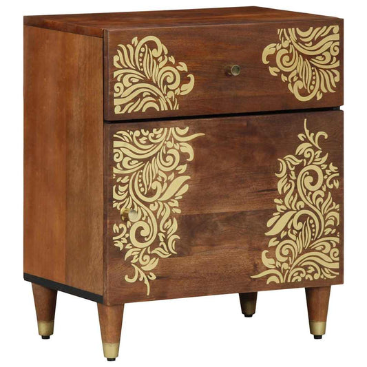 Nattbord Sengbord Honningbrun Nattbordskap med skuff 50 x 33 x 60 cm heltre mango