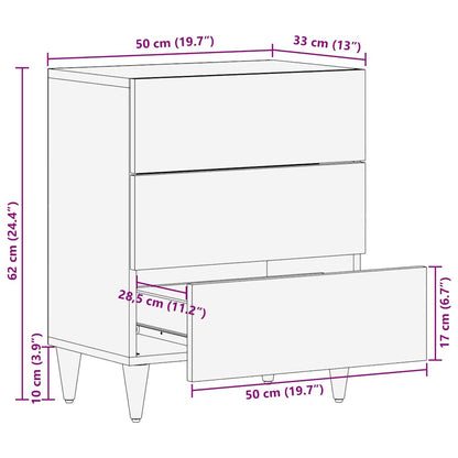 Nattbord Sengbord Honningbrun Nattbordskap med skuff 50 x 33 x 62 cm heltre mango