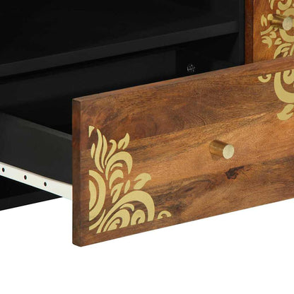 TV-Møbel Tre TV-Skap med skuff Brun 105 x 33.5 x 46 cm Massivt mangotre