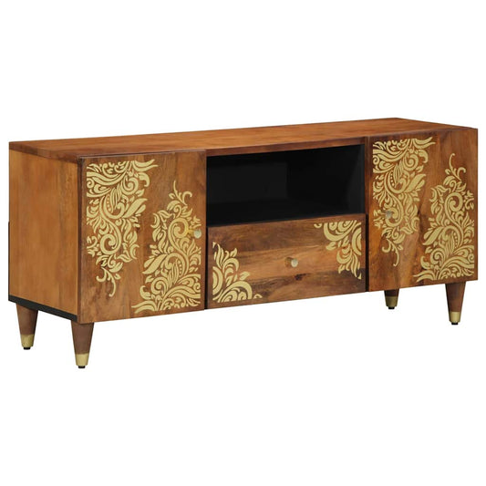 TV-Møbel Tre TV-Skap med skuff Brun 105 x 33.5 x 46 cm Massivt mangotre
