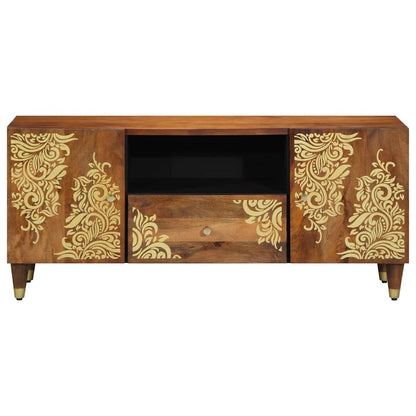 TV-Møbel Tre TV-Skap med skuff Brun 105 x 33.5 x 46 cm Massivt mangotre