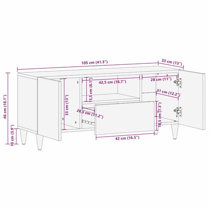 TV-Møbel Tre TV-Skap med skuff Brun 105 x 33.5 x 46 cm Massivt mangotre