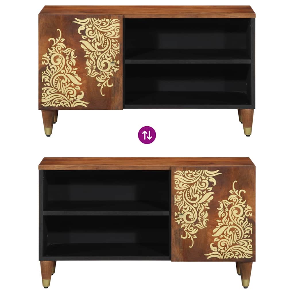 TV-Møbel Tre TV-Skap med hylle Brun 80 x 31.5 x 46 cm Massivt mangotre