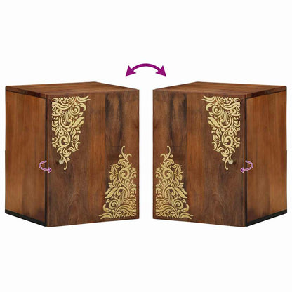 Badskap Veggmontert Brun 38 x 33.5 x 48 cm Massivt mangotre