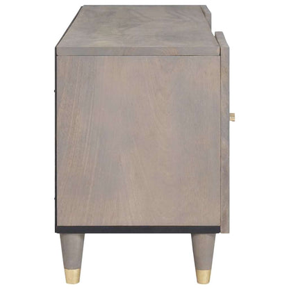 TV-Møbel Tre TV-Skap med dør Grå og Gull 105 x 33.5 x 46 cm Massivt mangotre