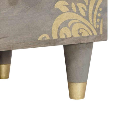 TV-Møbel Tre TV-Skap med hylle med lagring Grå og Gull Massivt mangotre