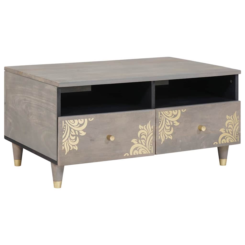 Salongbord Sofabord Grå med skuff 80 x 54 x 40 cm Massiv mango tre