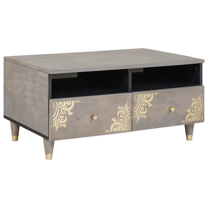 Salongbord Sofabord Grå med skuff 80 x 54 x 40 cm Massiv mango tre