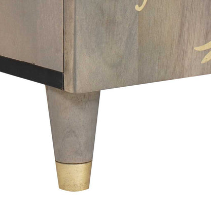 TV-Møbel Tre TV-Skap med dør Grå og Gull 105 x 33.5 x 46 cm Massivt mangotre