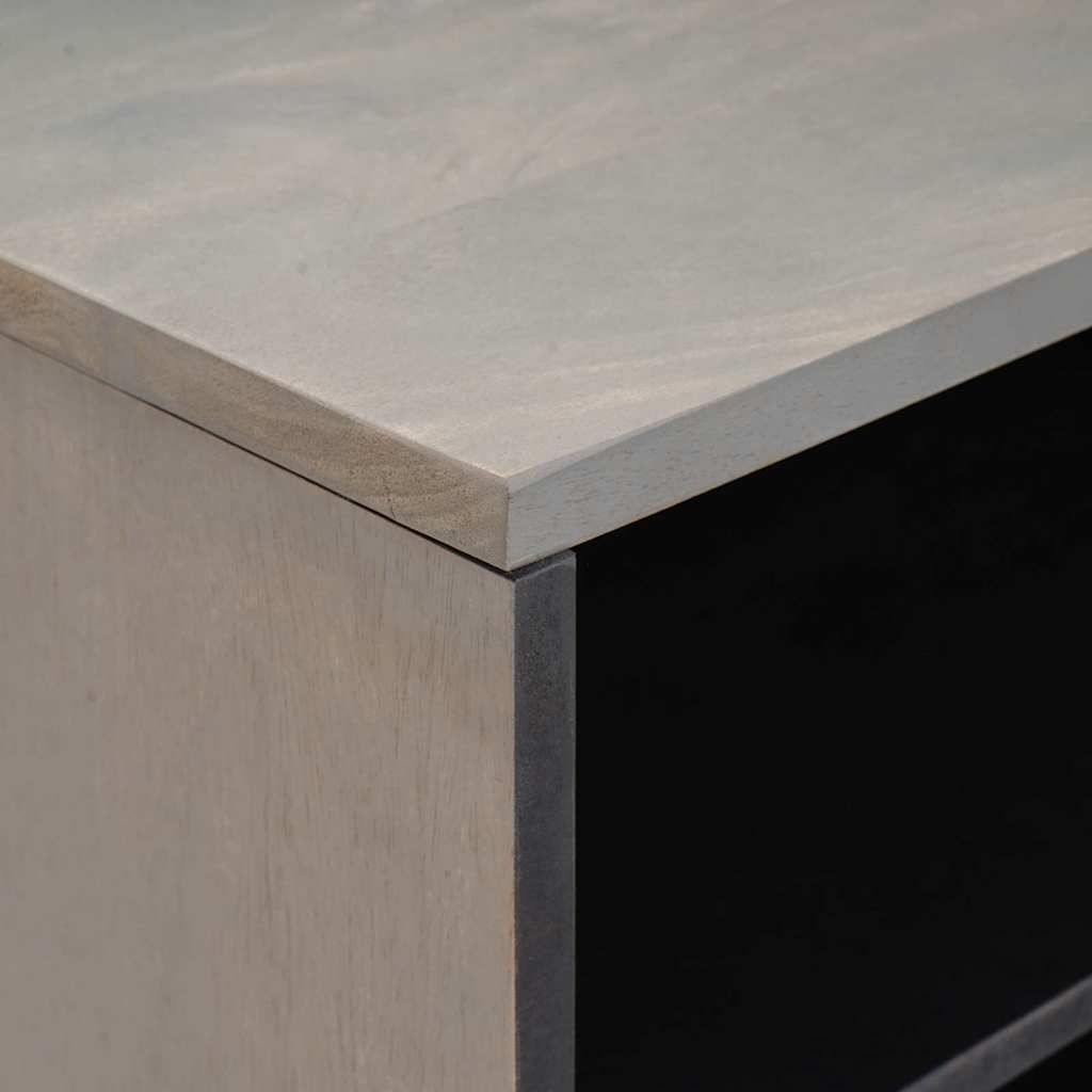 TV-Møbel Tre TV-Skap med dør Grå og Gull 80 x 31.5 x 46 cm Massivt mangotre