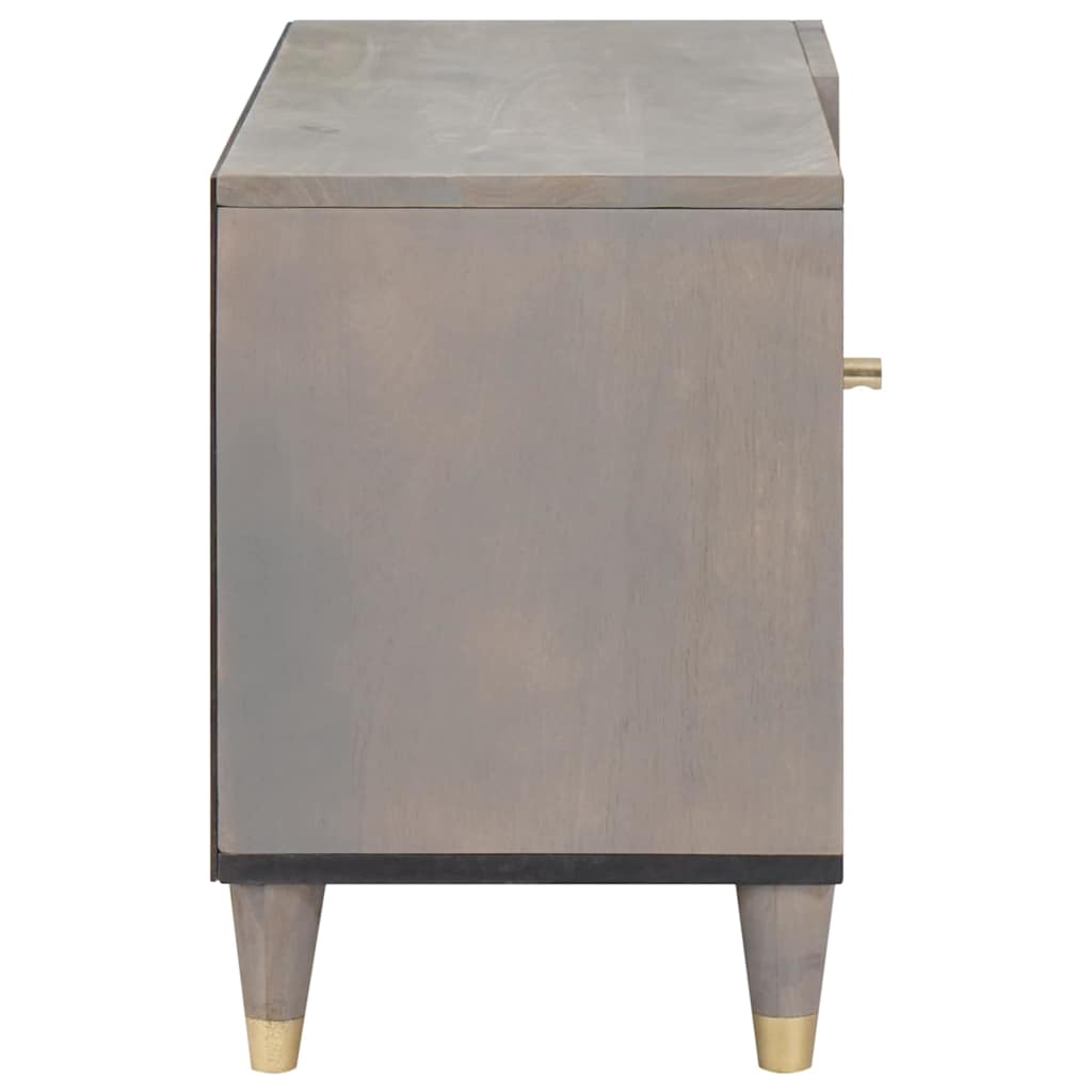 TV-Møbel Tre TV-Skap med dør Grå og Gull 80 x 31.5 x 46 cm Massivt mangotre