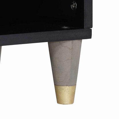 TV-Møbel Tre TV-Skap Grå og Gull 100 x 33.5 x 46 cm Massivt mangotre