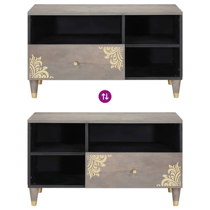 TV-Møbel Tre TV-Skap Grå og Gull 80 x 33.5 x 46 cm Massivt mangotre