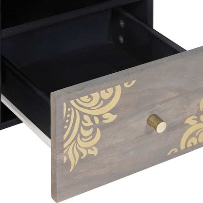 TV-Møbel Tre TV-Skap Grå og Gull 100 x 33.5 x 46 cm Massivt mangotre