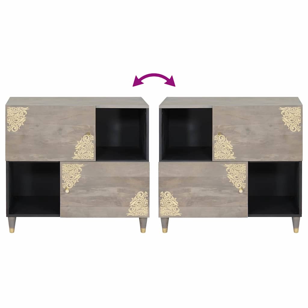 Skjenk Grå og Gull 80 x 33 x 75 cm Massiv mango tre