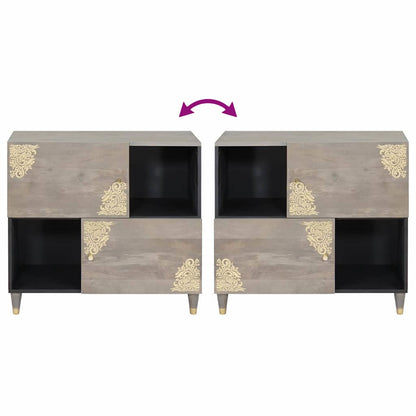 Skjenk Grå og Gull 80 x 33 x 75 cm Massiv mango tre