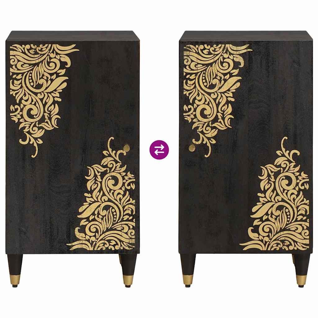 Skjenk Svart med hylle 40 x 33 x 75 cm Massiv mango tre