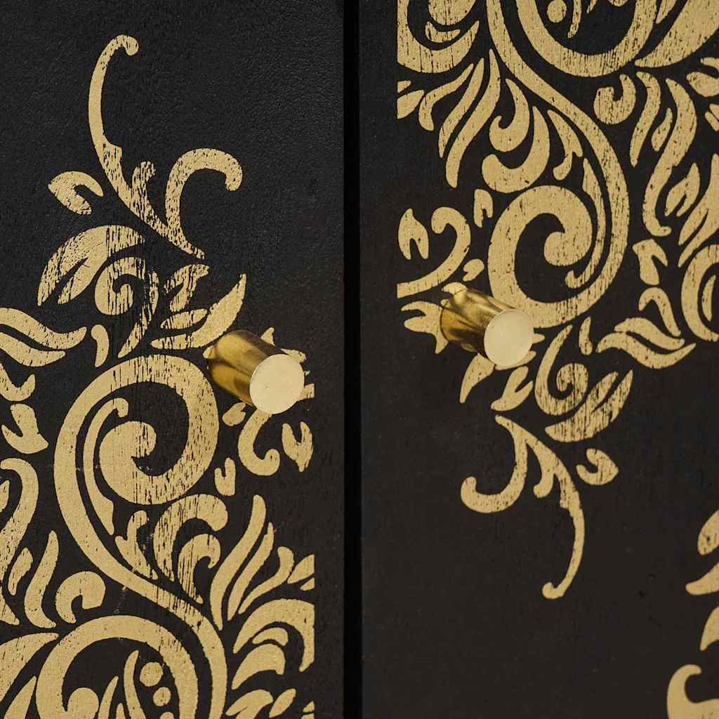 Skjenk Svart med hylle 60 x 33 x 75 cm Massiv mango tre