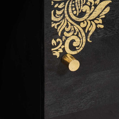 Skjenk Svart med hylle 80 x 33 x 75 cm Massiv mango tre