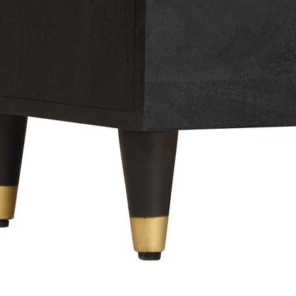 Skjenk Svart med hylle 80 x 33 x 75 cm Massiv mango tre