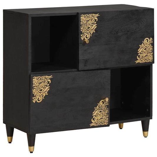 Skjenk Svart med hylle 80 x 33 x 75 cm Massiv mango tre