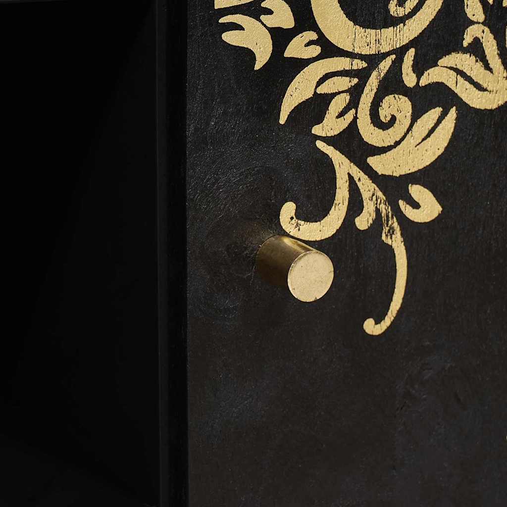 Skjenk Svart med hylle 90 x 33 x 75 cm Massiv mango tre