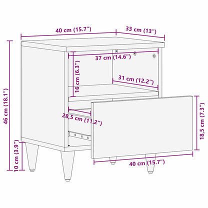 Nattbord Sengbord Tre 40 x 33 x 46 cm Solid mango Tre og