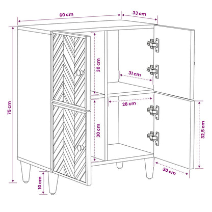 Oppbevaringsskap Brun 60 x 33,5 x 75 cm Massiv mango tre