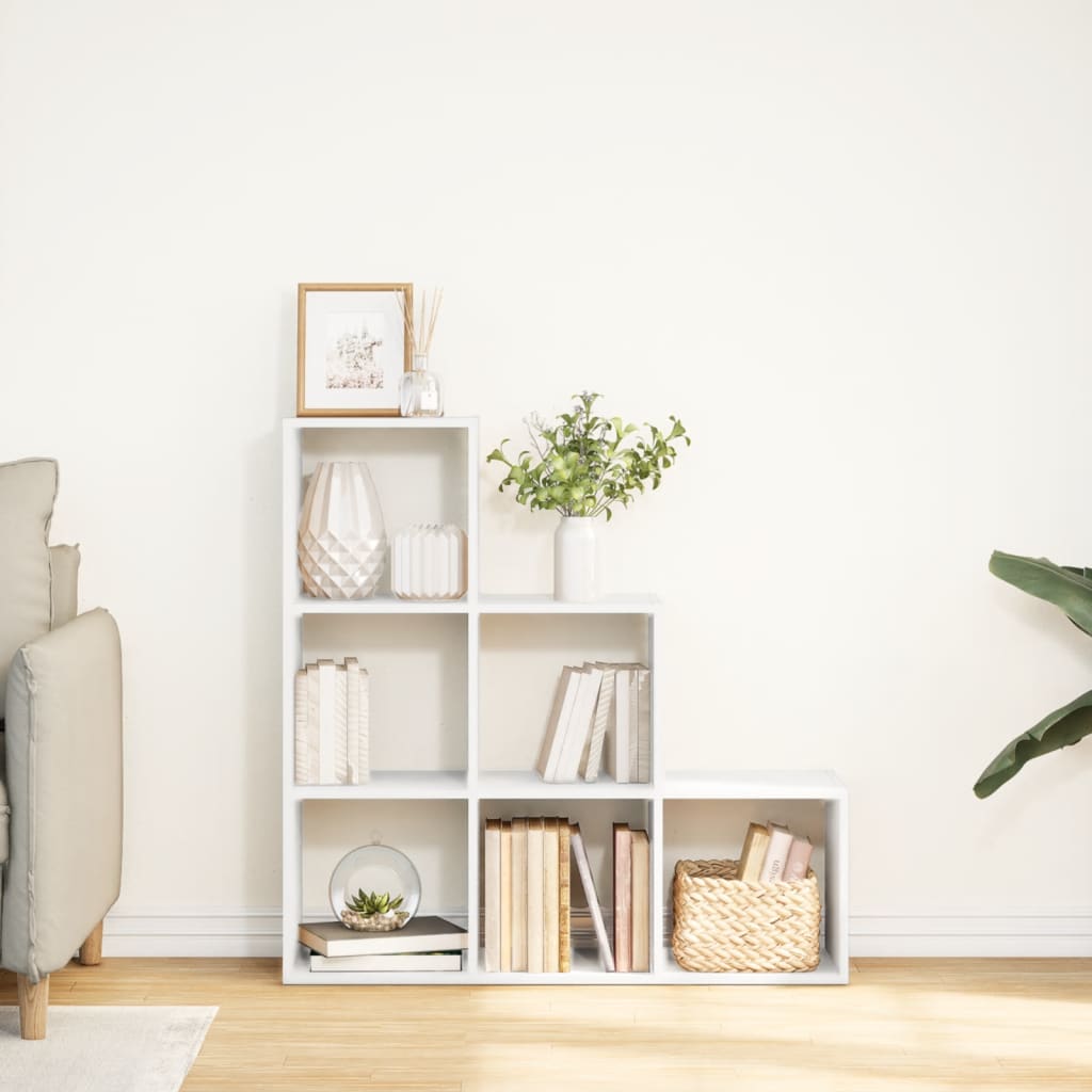 Romdeler bokhylle 3 etasjer hvit 99x29x99 cm konstruert tre