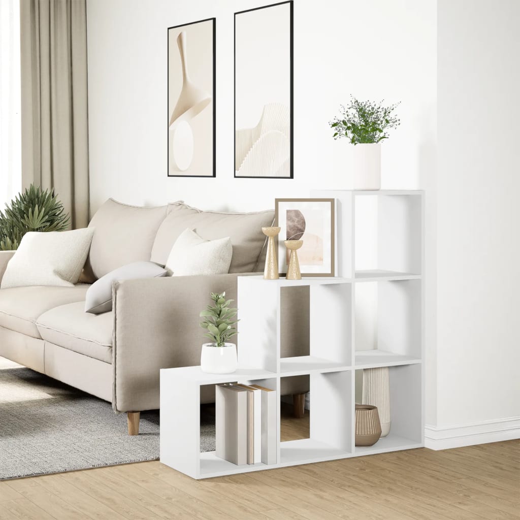 Romdeler bokhylle 3 etasjer hvit 99x29x99 cm konstruert tre