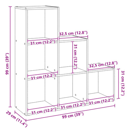 Romdeler bokhylle 3 etasjer hvit 99x29x99 cm konstruert tre