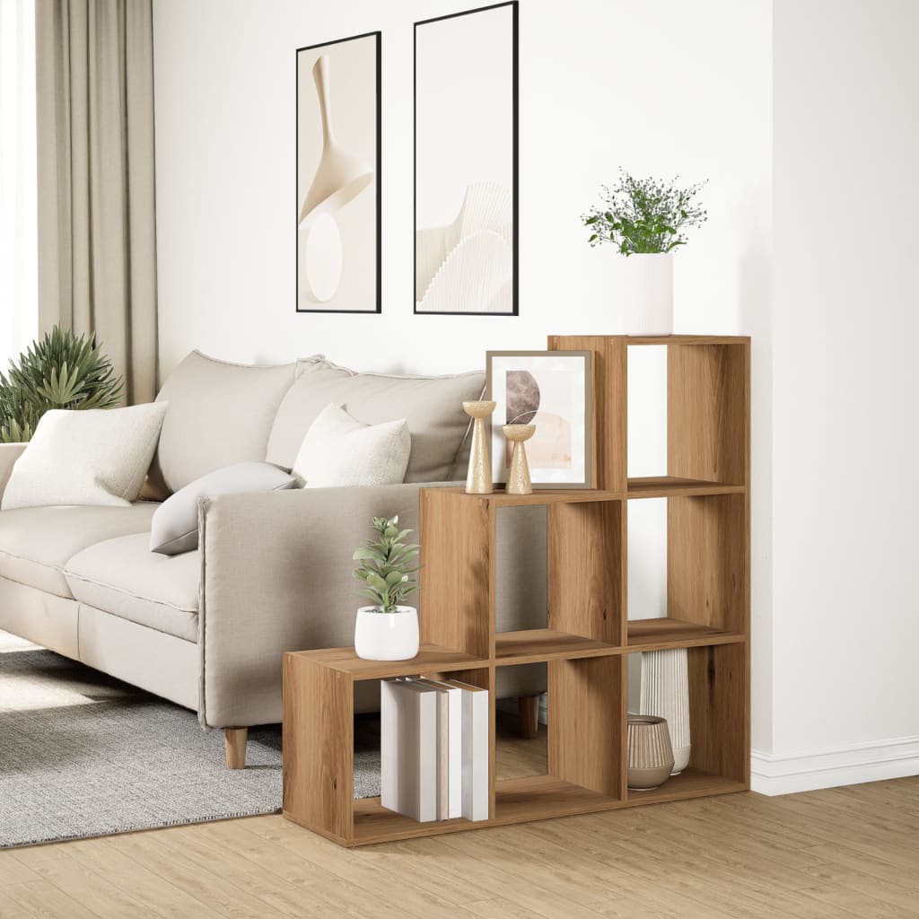 Romdeler bokhylle 3 lag artisan eik 99x29x99 cm konstruert tre