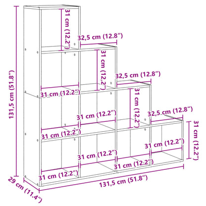 Bokhylle Gammelt Tre 4 etasjer 131,5x29x131,5 cm