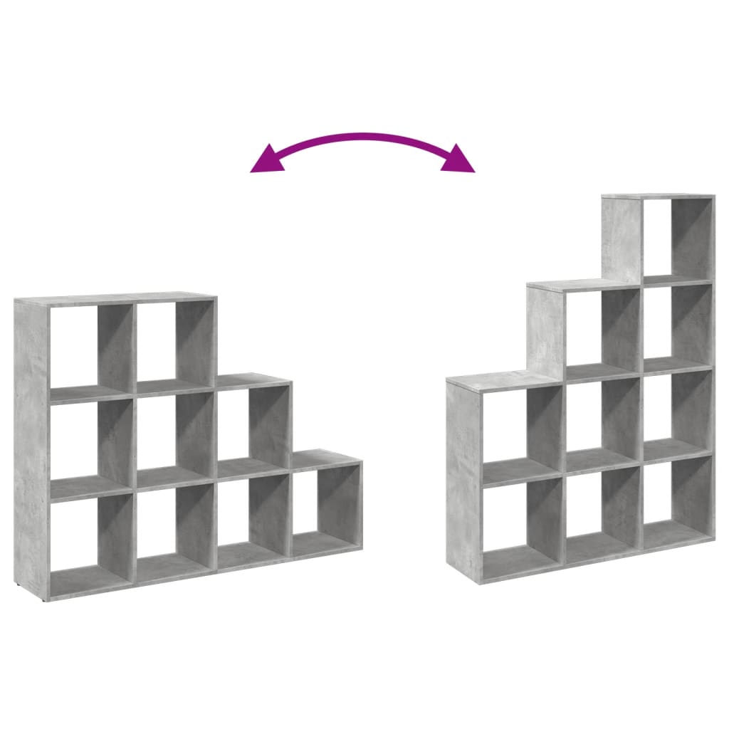 Bokhylle Betonggrå 3 etasjer 137,5x29x103,5 cm