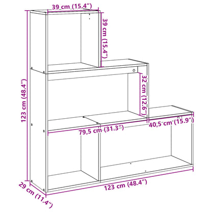 Bokhylle Gammelt Tre 3 etasjer 123x29x123 cm