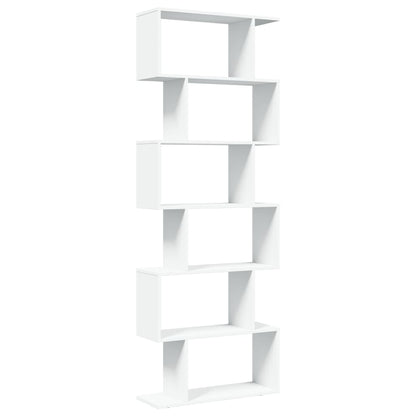Romdeler bokhylle 6 etasjer hvit 70x24x193 cm konstruert tre