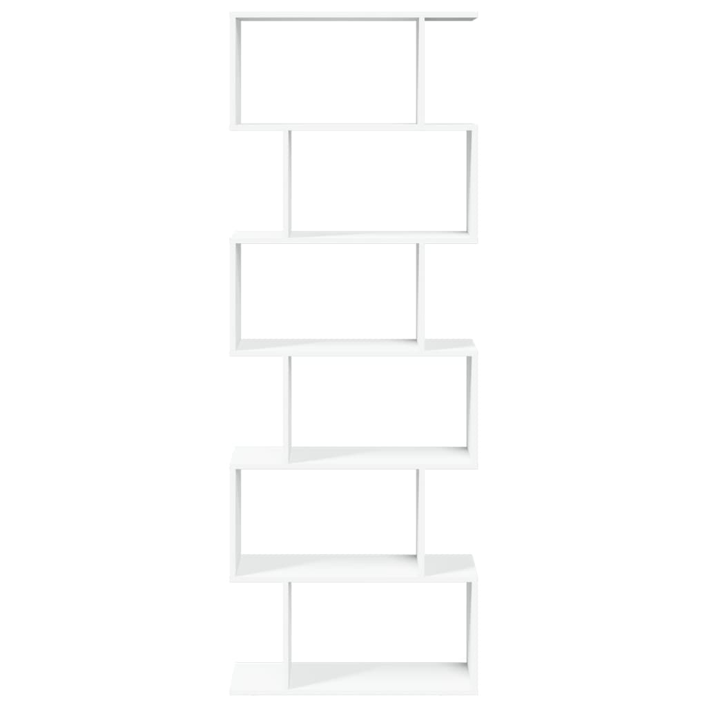 Romdeler bokhylle 6 etasjer hvit 70x24x193 cm konstruert tre