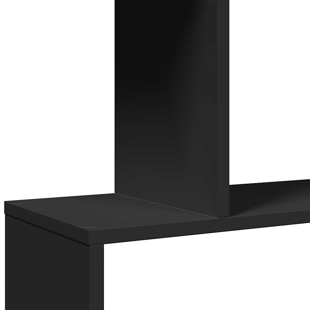 Romdeler bokhylle 6 etasjer svart 70x24x193 cm konstruert tre
