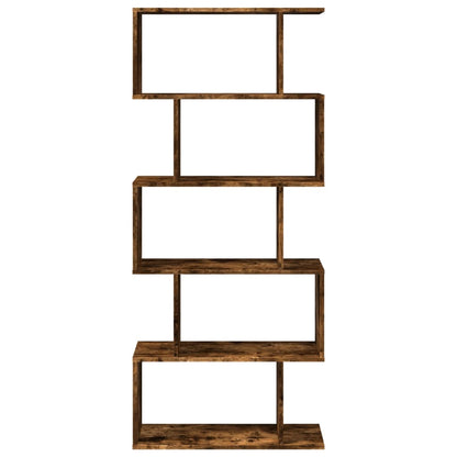 Romdeler bokhylle 5 lag røkt eik 70x24x161 cm konstruert tre