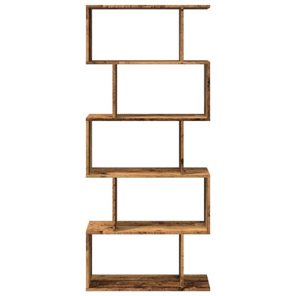 Romdeler bokhylle 5 lag gammelt eik 70x24x161 cm konstruert tre