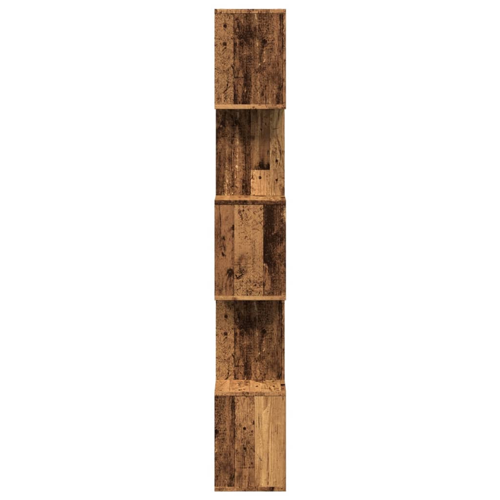 Romdeler bokhylle 5 lag gammelt eik 70x24x161 cm konstruert tre