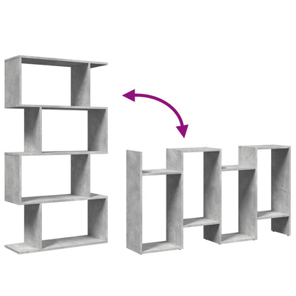Romdeler bokhylle 4 lag betonggrå 70x24x129 cm konstruert tre