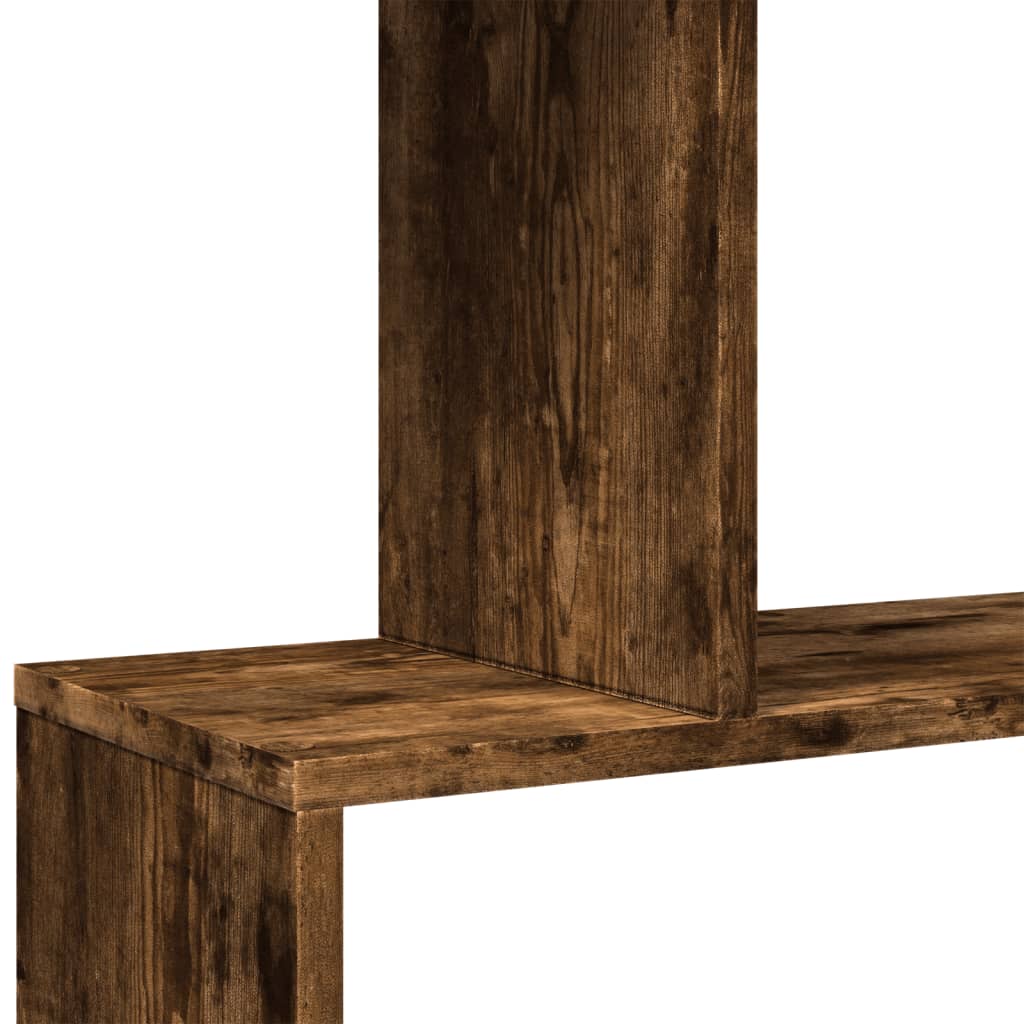 Romdeler bokhylle 4 lag røkt eik 70x24x129 cm konstruert tre