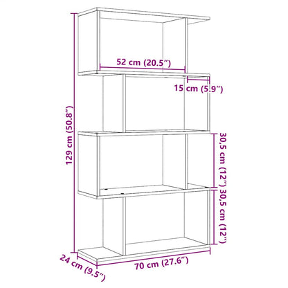 Romdeler bokhylle 4 lag artisan eik 70x24x129 cm konstruert tre