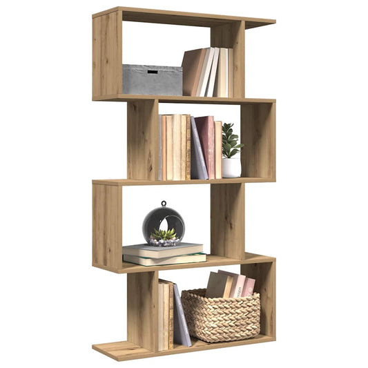 Romdeler bokhylle 4 lag artisan eik 70x24x129 cm konstruert tre